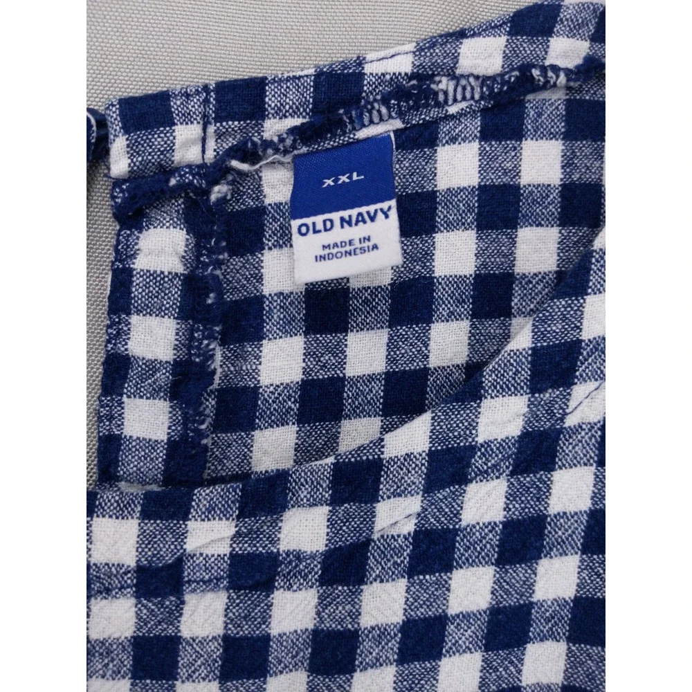 Old Navy Shift Dress Womens XXL Blue Gingham Linen Blend Sleeveless Pockets - Picture 6 of 8